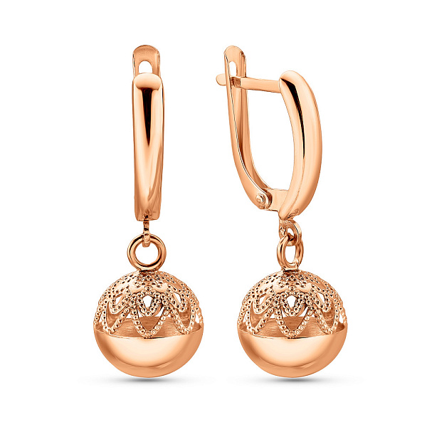 Сережки Шарики из красного золота (арт. 109958/2) – изображение 1