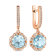 Фото Золоті сережки з топазом і фіанітами (арт. 104119Пг)