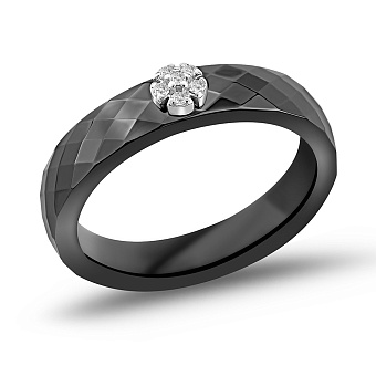 Кольцо из золота и черной керамики с бриллиантами (арт. К011790бча)