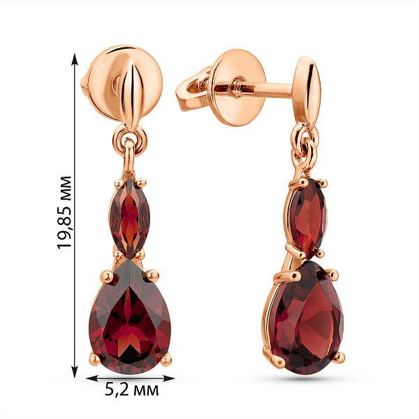 Золоті сережки з гранатом  (арт. 111363Пк) – зображення 3