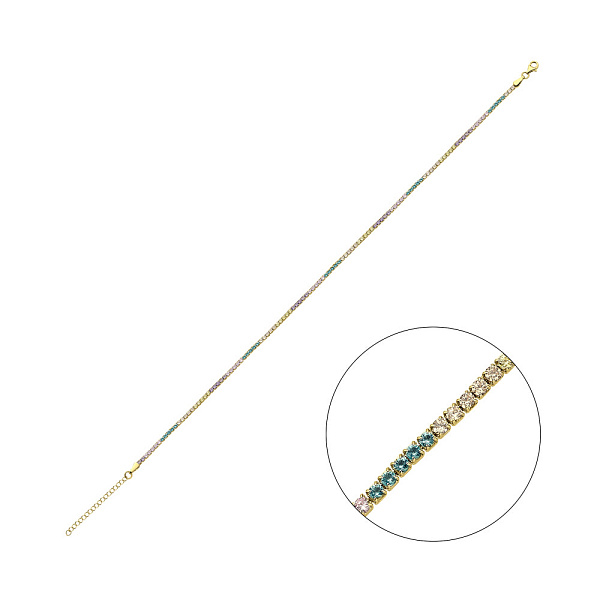 Серебряный теннисный браслет с желтым родированием (арт. 7509/3490/1жацв) – изображение 1