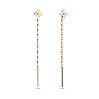 Золотые серьги-протяжки с фианитами (арт. 110898)