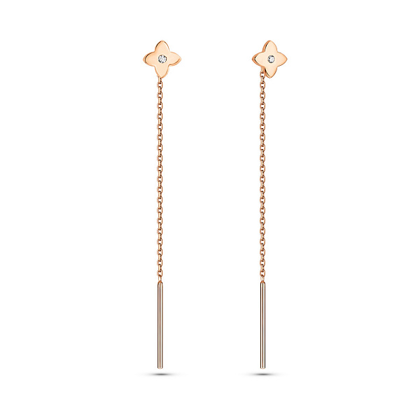 Золотые серьги-протяжки с фианитами (арт. 110898) – изображение 1