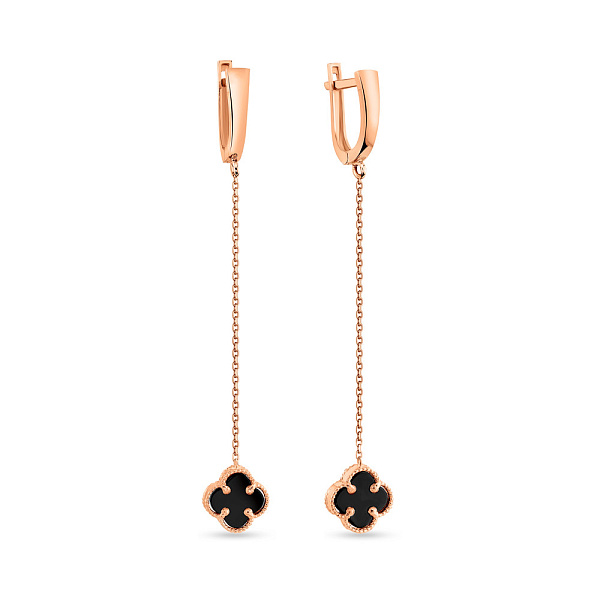 Серьги-подвески из красного золота с ониксом (арт. 109060/8о) – изображение 1