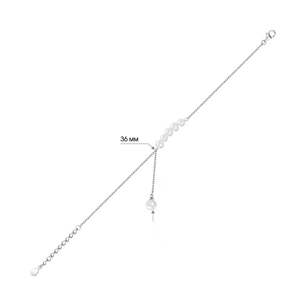 Браслет зі срібла з перлинами (арт. 7509/4126жб) – зображення 2