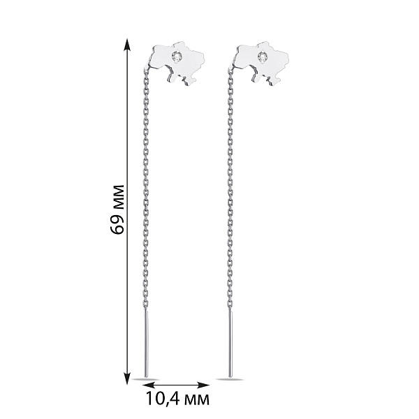 Серьги-протяжки из серебра "Украина" с фианитами (арт. 7502/489сп) – изображение 2