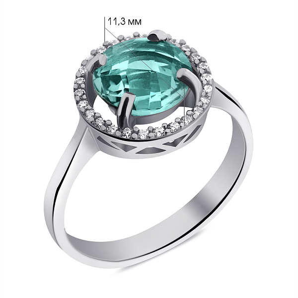 Серебряное кольцо с кварцем и фианитами (арт. 7501/2287Пкз) – изображение 2