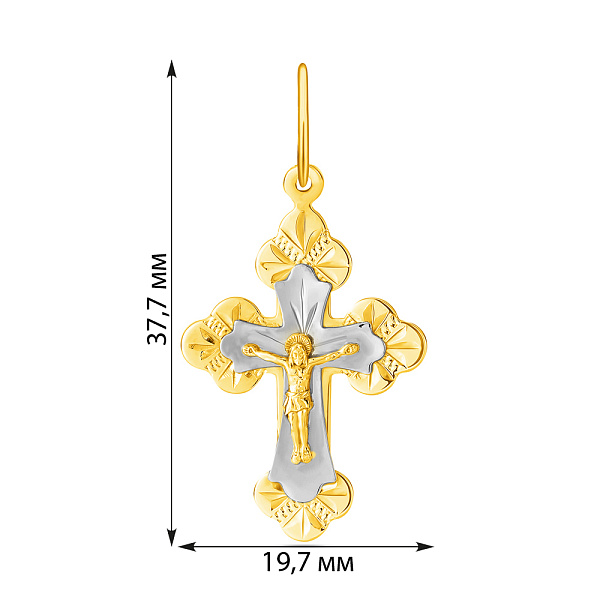 Крестик из желтого и белого золота с распятием (арт. 525701ж) – изображение 2