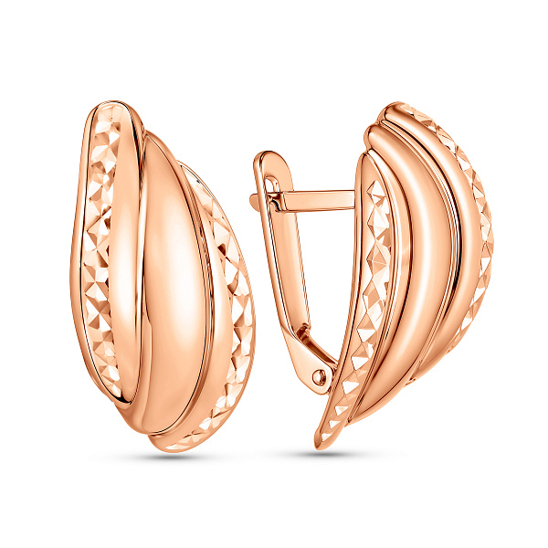 Серьги из красного золота с алмазной гранью (арт. 1092185/2) – изображение 1