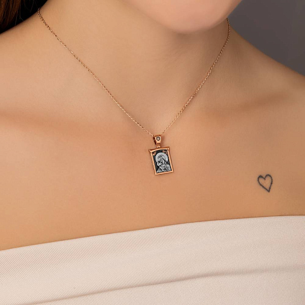 Золотая ладанка Божья Матерь с младенцем (арт. 440850ч) – изображение 6