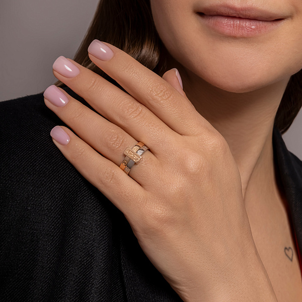 Двойное кольцо из комбинированного золота (арт. 155175кб) – изображение 3