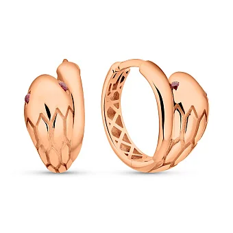 Золотые серьги Змея с фианитами (арт. 1091933млн)