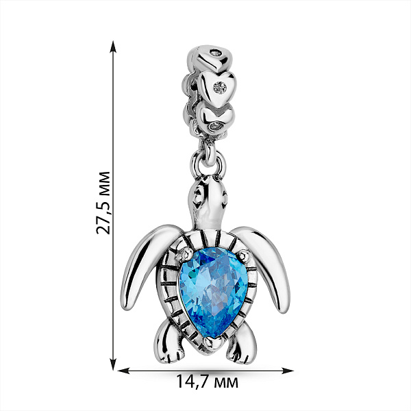 Срібний шарм Черепаха (арт. 7903/4354аг) – зображення 2