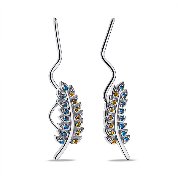 Серебряные серьги-клаймберы (арт. 7502/2075агж) – изображение 1