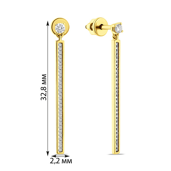 Золотые серьги с подвесками и фианитами (арт. 110563ж) – изображение 4