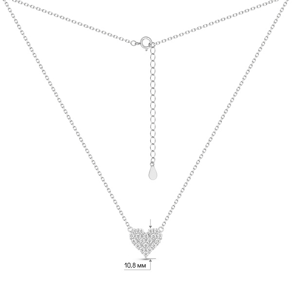 Серебряное колье Сердце с фианитами (арт. 7507/2587) – изображение 3