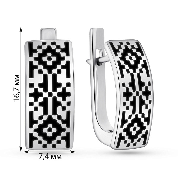 Серебряные серьги Орнамент с эмалью (арт. 7502/240ечсю) – изображение 4
