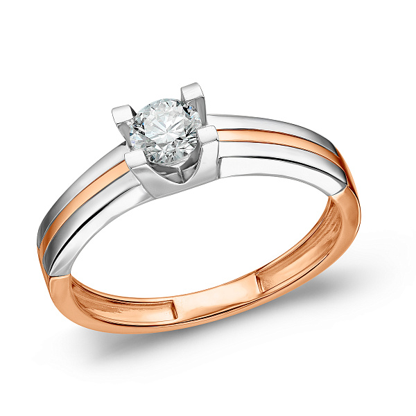 Кольцо из красного и белого золота с бриллиантом (арт. К01111504026кб) – изображение 1