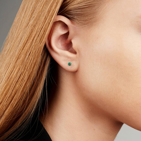 Золотые серьги пусеты с изумрудами  (арт. Т011003и) – изображение 2