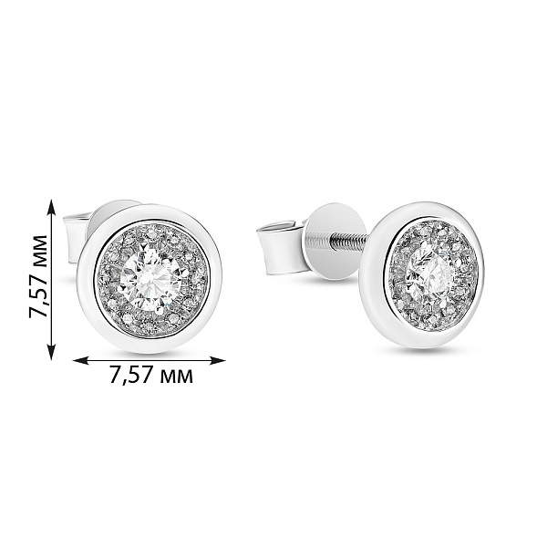 Сережки-пусети з білого золота з діамантами (арт. С480014030б) – зображення 2