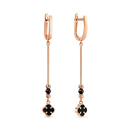 Фото Довгі сережки з червоного золота з оніксом (арт. 1101199о)