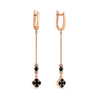 Длинные серьги из красного золота с ониксом (арт. 1101199о)