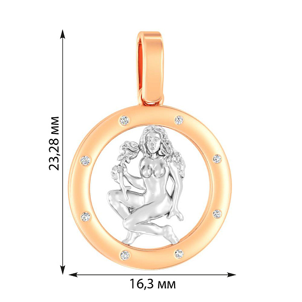 Золотой подвес "Дева" с фианитами (арт. 440669) – изображение 5
