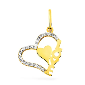 Підвіска з жовтого золота Love з фіанітами (арт. 440530ж)