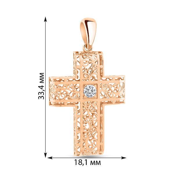 Золотая подвеска-крестик с фианитом (арт. 424952) – изображение 3