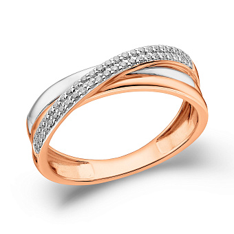 Фото Кольцо из красного и белого золота с бриллиантами (арт. К011085010кб)