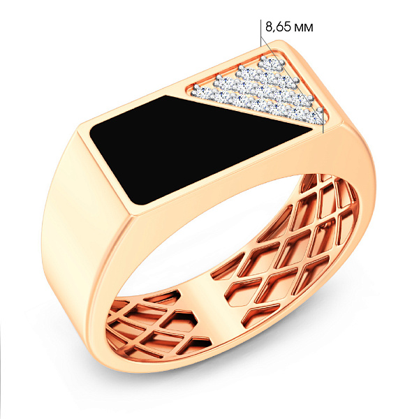 Золота печатка з емаллю і діамантами (арт. К170088010еч) – зображення 2