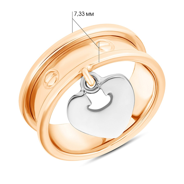 Кольцо золотое «Сердце» (арт. 154100кб) – изображение 2