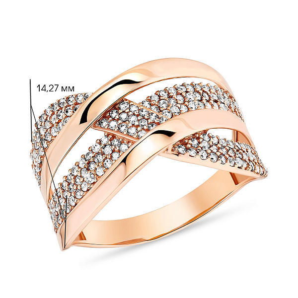 Золотое кольцо с дорожками из фианитов (арт. 155035) – изображение 2