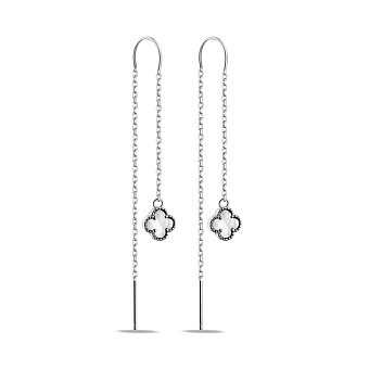 Срібні сережки-протяжки Конюшина з перламутром (арт. 7502/4538/8п)