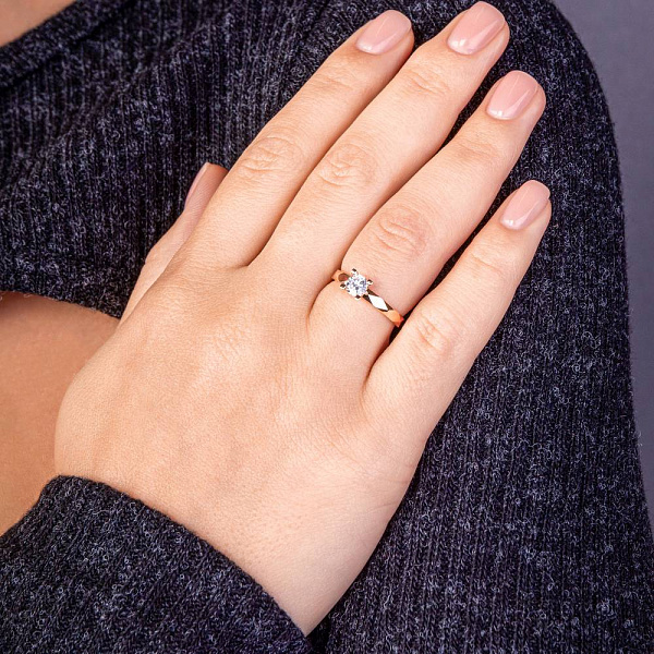 Золота каблучка з фіанітом (арт. 140020) – зображення 3