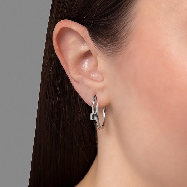 Серьги из белого золота Гвоздь без камней (арт. 107370/20б) – изображение 2