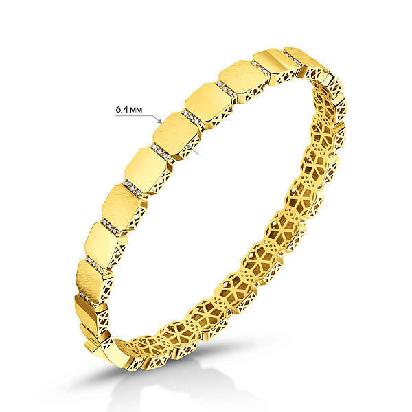 Жорсткий браслет з жовтого золота з фіанітами (арт. 326362жм) – зображення 2