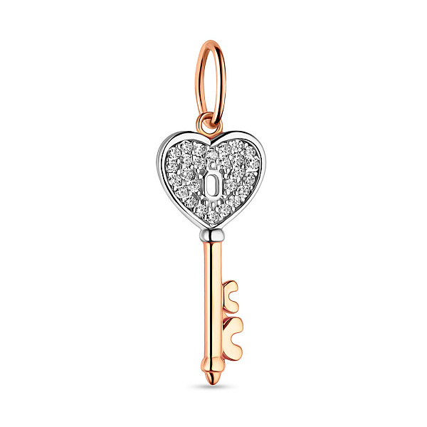 Золотая подвеска Ключик с фианитами (арт. 422422р) – изображение 1