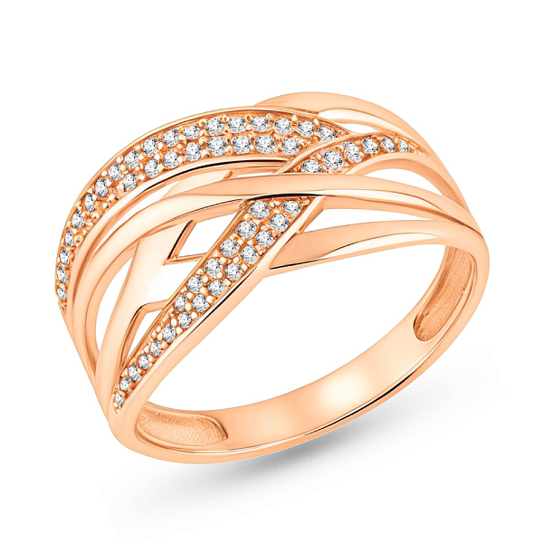 Широка золота каблучка з фіанітами (арт. 1104595101) – зображення 1