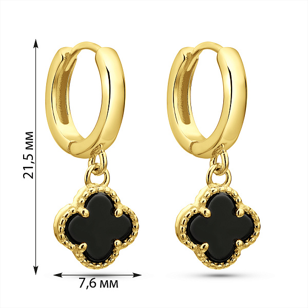 Серебряные серьги с ониксом (арт. 7502/10059/8жо) – изображение 3