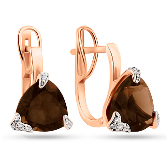 Золоті сережки з кварцом та фіанітами (арт. 110421Пкр)