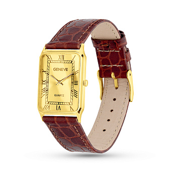 Золотые часы с кожаным ремешком (арт. 260236жжкр)