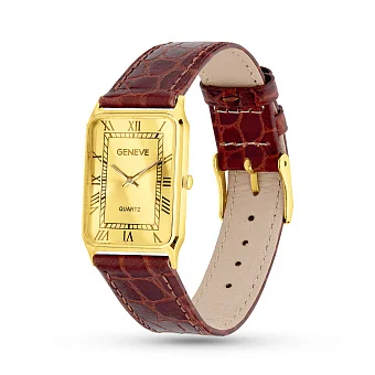 Золотые часы с кожаным ремешком (арт. 260236жжкр)