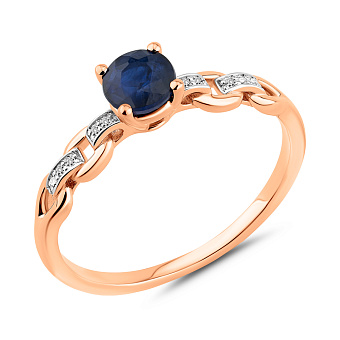 Кольцо из красного золота с сапфиром и бриллиантами (арт. К011322с)