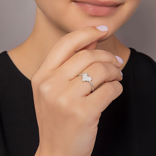 Золотое кольцо Сердце с бриллиантами (арт. К011689010б) – изображение 3