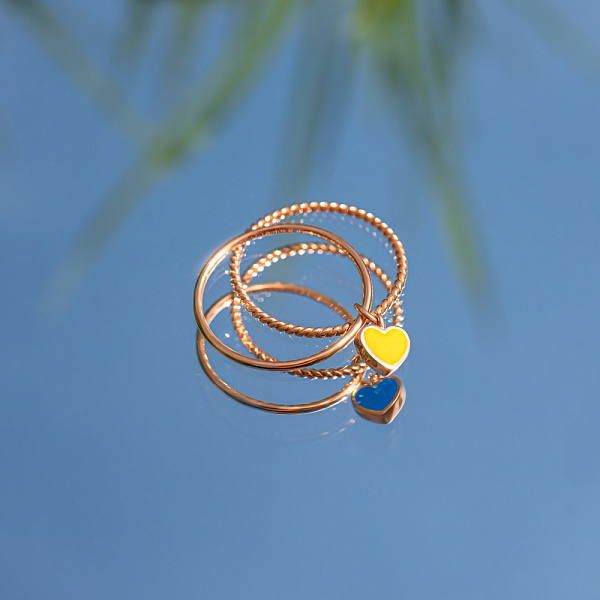 Двойное золотое кольцо с двусторонним сердечком (арт. 141201есж) – изображение 4