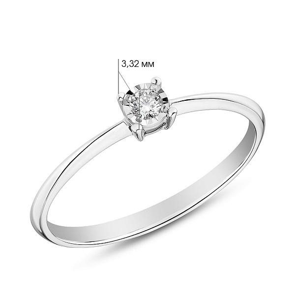 Кольцо из белого золота с бриллиантом (арт. К341128005б) – изображение 2