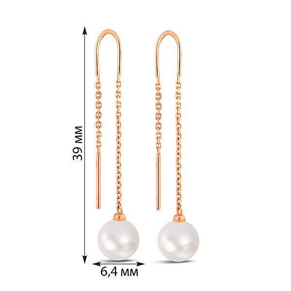 Золотые серьги-протяжки с жемчугом (арт. 106780прлб) – изображение 4