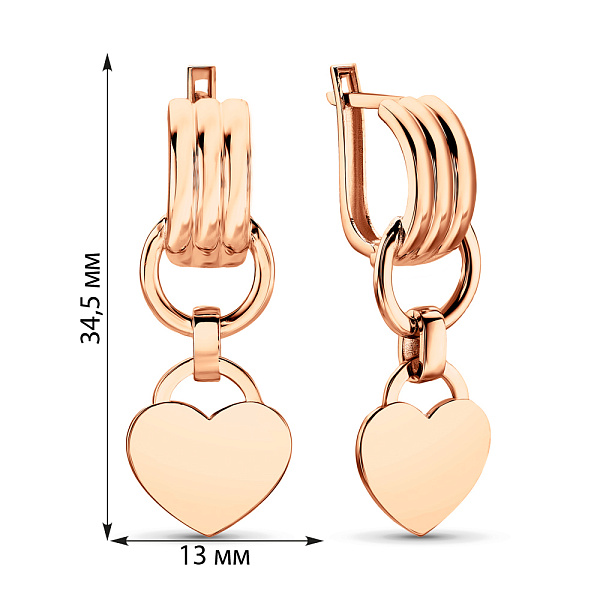 Золоті сережки підвіски Серденька (арт. 106340) – зображення 2