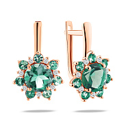 Золотые серьги с кварцем и фианитами (арт. 111244Пзф)